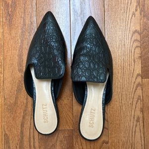 Schutz embossed mules